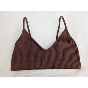 Colsie brown ribbed stretch nylon bralette women's medium